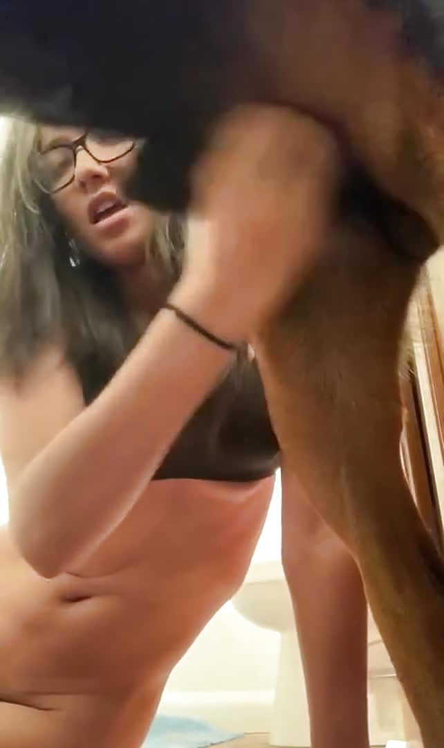 Nerdy girl and her dog