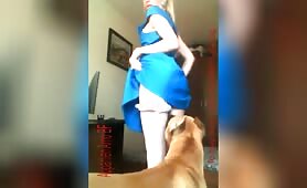Hot Bulgarian girl having fun with her dog