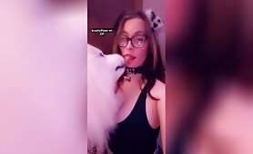 Cute tongue licking