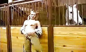 Naked farm teen at barn